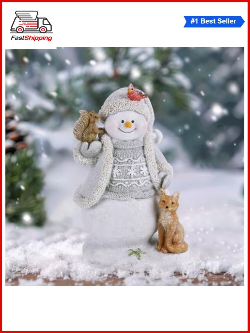 🎅 Christmas Snowman Figurine Glowing Knitting Resin Indoor Decor
